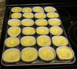 CHEESE cake on top of the oven