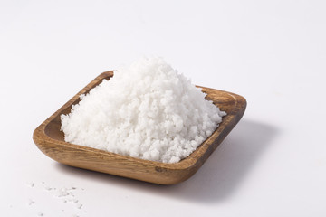 sea salt on wooden background