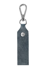Leather key chain isolated on white background.