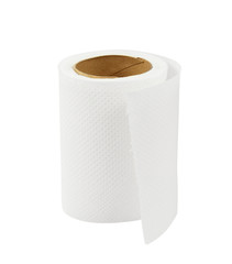 Roll of white toilet paper isolated on white