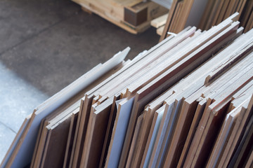 MDF, PARTICLE BOARD. Wood panels of different thicknesses and colors.