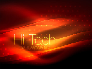 Glittering neon glowin wave, techno modern art abstract background, magical shiny template