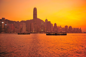 Hong Kong Cityscape at Twilight Scene