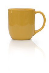 yellow ceramic mug or Coffee cup isolated on white