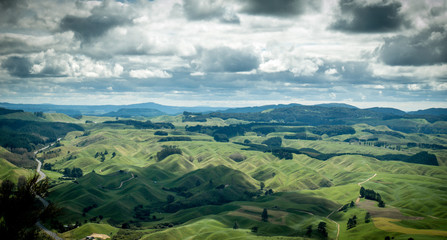 Panoramic view from Rainbow mountain in Rotorua region. North Island of New Zealand © Peter Kolejak