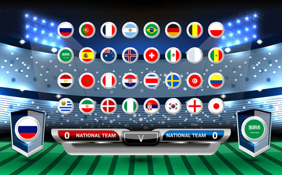 Vector Illustration Graphic of Scoreboard Broadcast and Lower Thirds Template for soccer world tournament championship