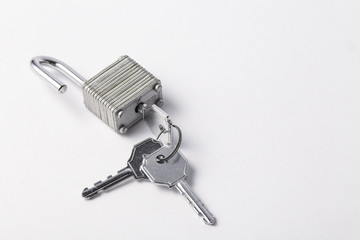 unlocked padlock isolated on a white background