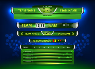 Vector Illustration Graphic of Scoreboard Broadcast and Lower Thirds Template for sport soccer and football
