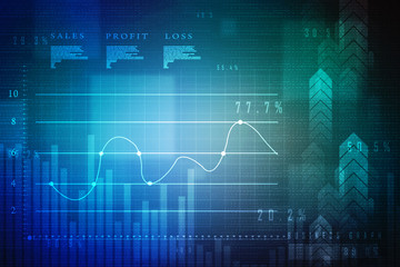 2d rendering Stock market online business concept. business Graph 