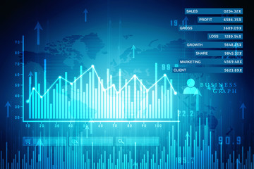 2d rendering Stock market online business concept. business Graph 