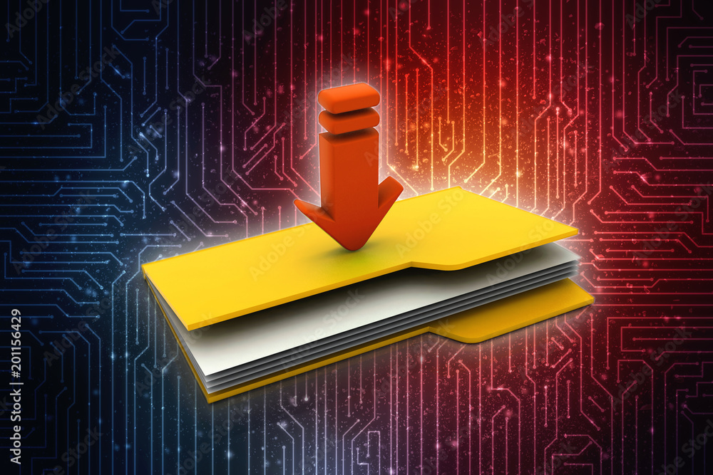 Poster 3d rendering folder with arrow