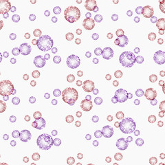 Seamless pattern with glitter lilac, pink polka dots . © brusnika9