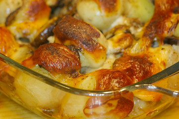 baked in the oven potatoes, cauliflower, mushrooms