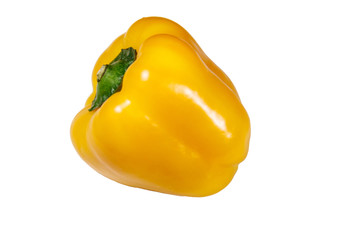 Whole yellow pepper isolated on white background