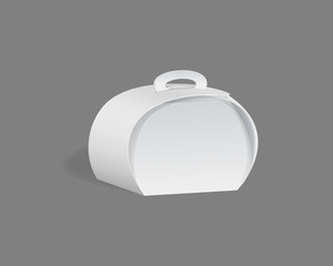 Realistic template, mockup closed gift paper packaging, box round shape.