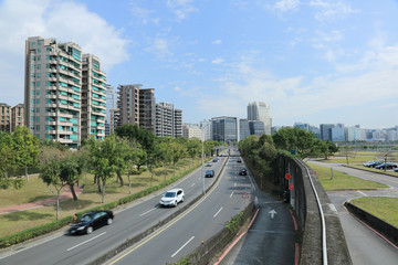 The road to Commercial area & Science-based Industrial Park in Taipei city ~ Vista of a street in Neihu district, Taipei City, Taiwan