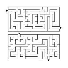 A set of two rectangular labyrinths. Simple flat vector illustration isolated on white background. Developmental game for children.