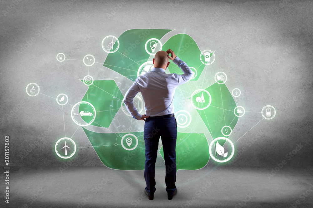 Poster view of a technology ecologic interface with icon displayed on a technology interface