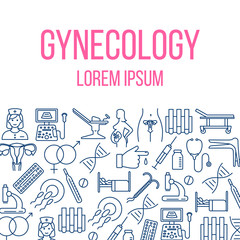 Gynecology poster with flat icons