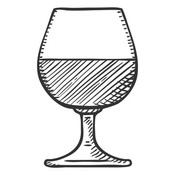recommend clip art: Vector Sketch Illustration - Cognac Glass