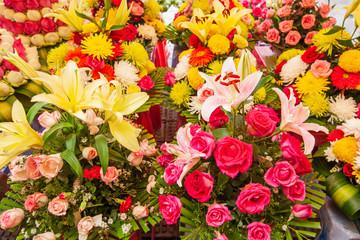 Colourful flowers at a flower shop in Phnom Penh City.