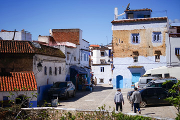 Obraz premium Chefchaouen, Morocco. March 25, 2017. Walking Around Chefchaouen, Blue City of northwest Morocco