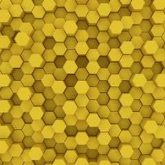 Yellow hexagon pattern backgrond. 3d rendering