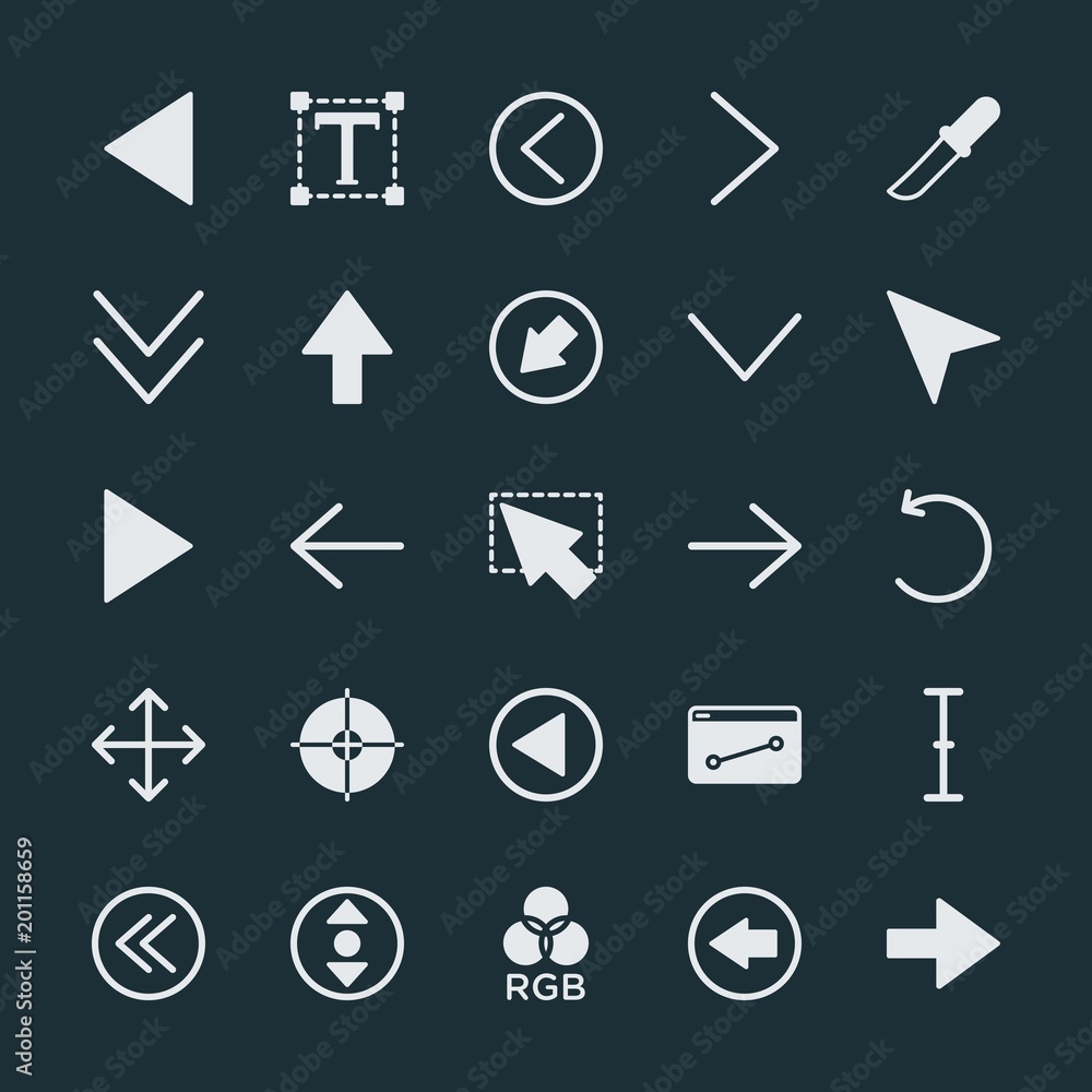 Poster modern simple set of arrows, cursors, design vector fill icons. ..contains such icons as point, web,