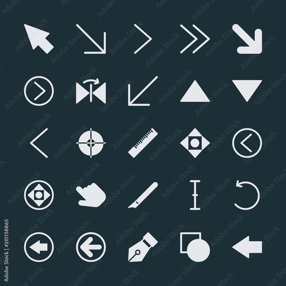 Poster modern simple set of arrows, cursors, design vector fill icons. ..contains such icons as left, right