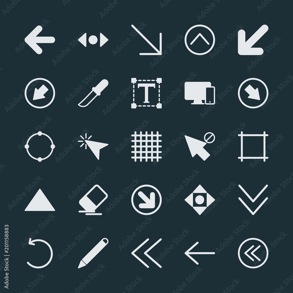 Poster modern simple set of arrows, cursors, design vector fill icons. ..contains such icons as cursor, iso