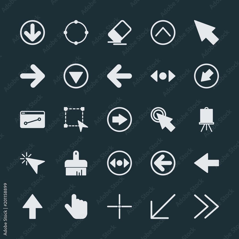 Poster modern simple set of arrows, cursors, design vector fill icons. ..contains such icons as vector, des