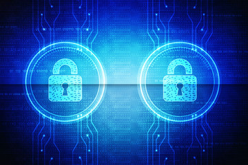 2d illustration Safety concept: Closed Padlock on digital background