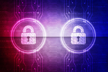 2d illustration Safety concept: Closed Padlock on digital background