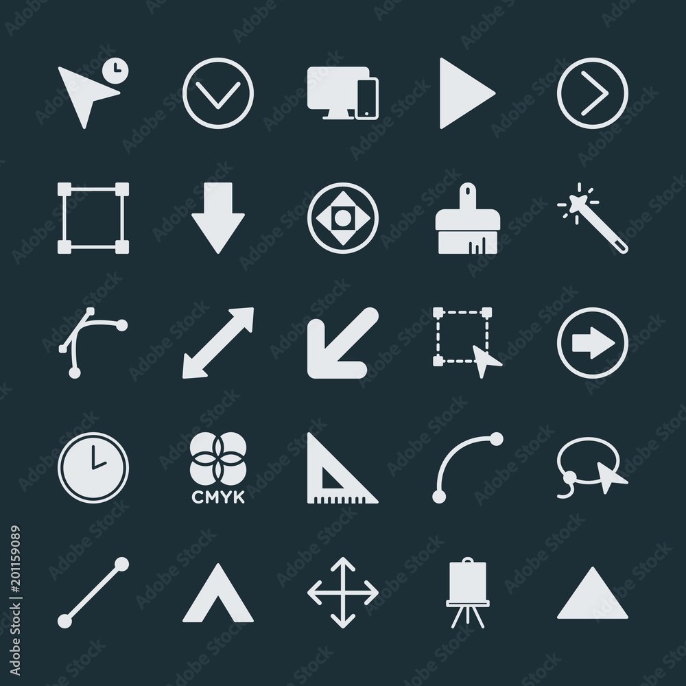 Poster modern simple set of arrows, cursors, design vector fill icons. ..contains such icons as circle, bac