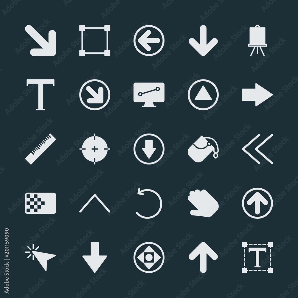Poster modern simple set of arrows, cursors, design vector fill icons. ..contains such icons as background,