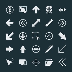 Modern Simple Set of arrows, cursors, design Vector fill Icons. ..Contains such Icons as  colorful, tool,  equipment, ruler,  illustration and more on dark background. Fully Editable. Pixel Perfect.