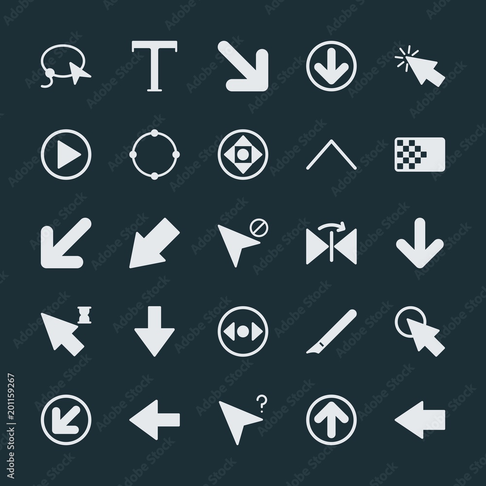 Poster modern simple set of arrows, cursors, design vector fill icons. ..contains such icons as up, isolate