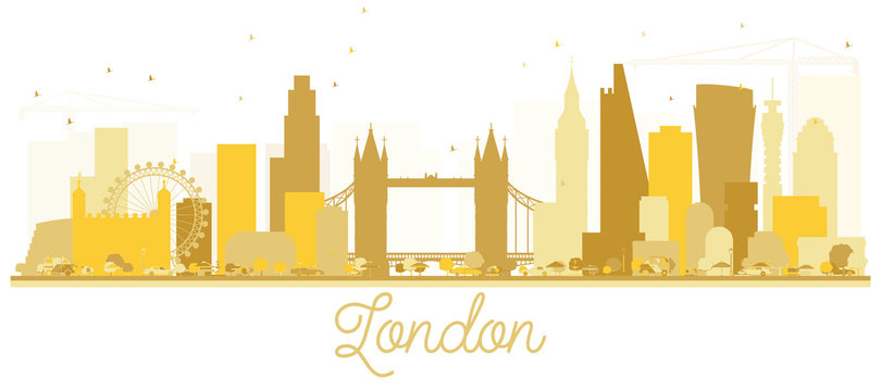 London England City skyline golden silhouette.
