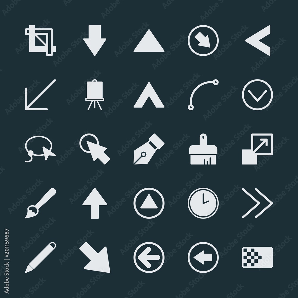 Poster modern simple set of arrows, cursors, design vector fill icons. ..contains such icons as background,