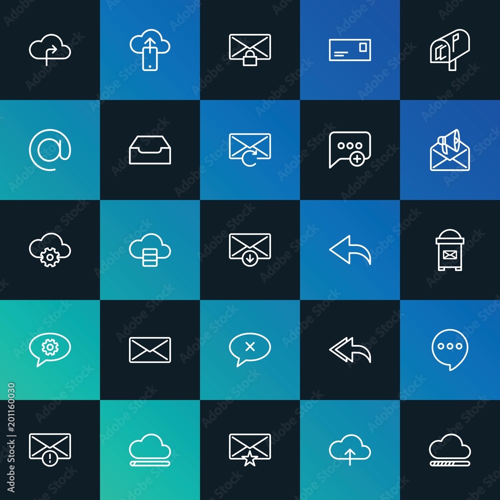 Poster modern simple set of cloud and networking, chat and messenger, email vector outline icons. ..contain