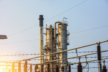 Industrial zone. Plant oil and gas refinery industry.