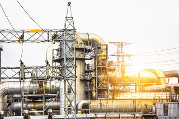 Industrial zone. Plant oil and gas refinery industry.