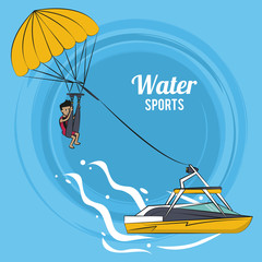 Parasaling in the sea water sport vector illustration graphic design