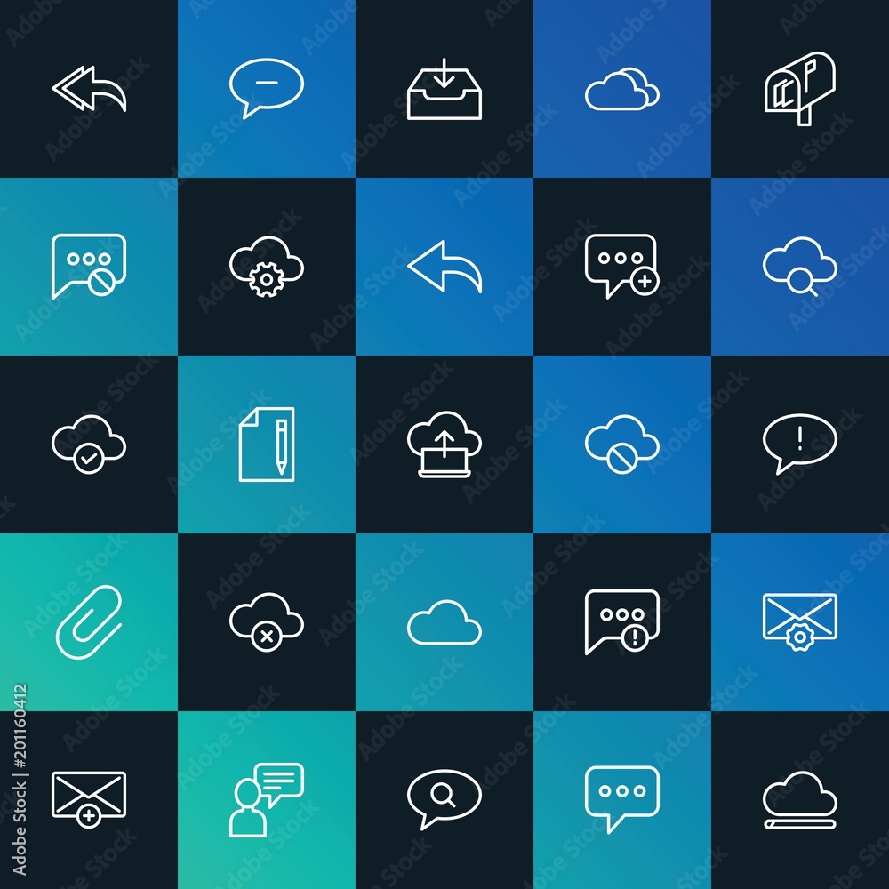 Poster modern simple set of cloud and networking, chat and messenger, email vector outline icons. ..contain