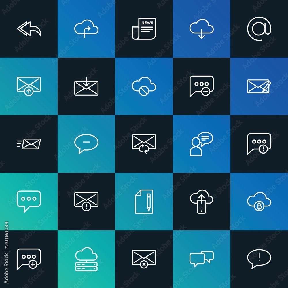 Aufkleber modern simple set of cloud and networking, chat and messenger, email vector outline icons. ..contain