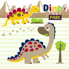 dinosaurs park, vector cartoon illustration
