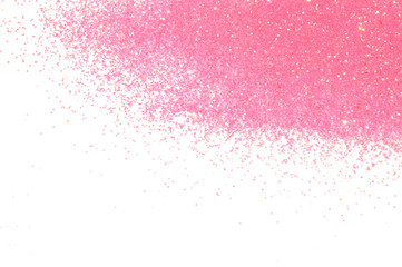 Beautiful pink glitter sparkle on white background, decoration, fashion, holidays