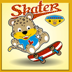 Cute Animal skater, vector cartoon illustration