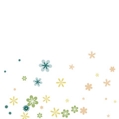 Fototapeta na wymiar Feminine Floral Pattern with Simple Small Flowers for Greeting Card or Poster. Naive Daisy Flowers in Primitive Style. Vector Background for Spring or Summer Design.