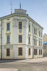 Poland, Malopolska, Oswiecim, Town Council Building - obrazy, fototapety, plakaty